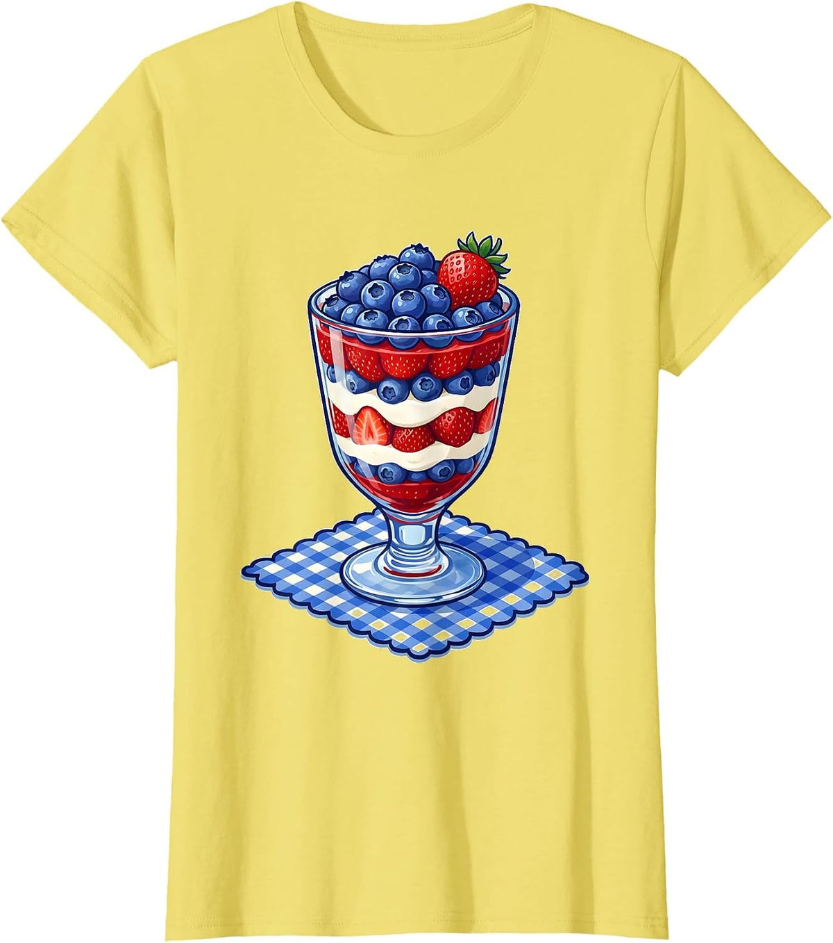 Women's Red White and Blueberries Parfait Graphic T-Shirt - Lemon Yellow