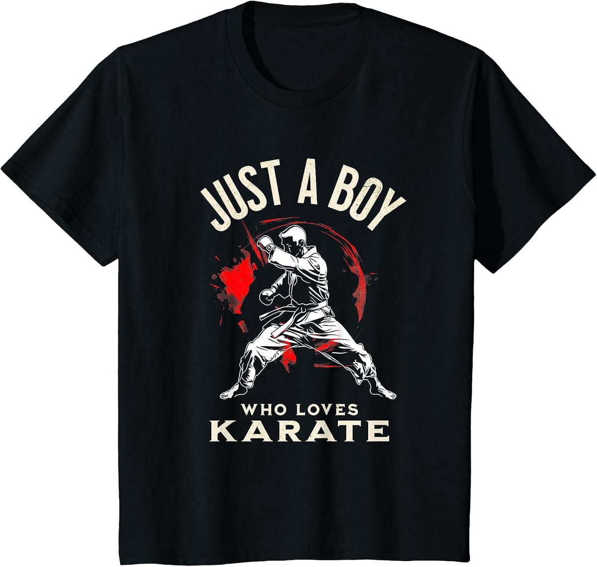 Just a Boy Who Loves Karate - Dynamic Martial Arts T-Shirt - Black