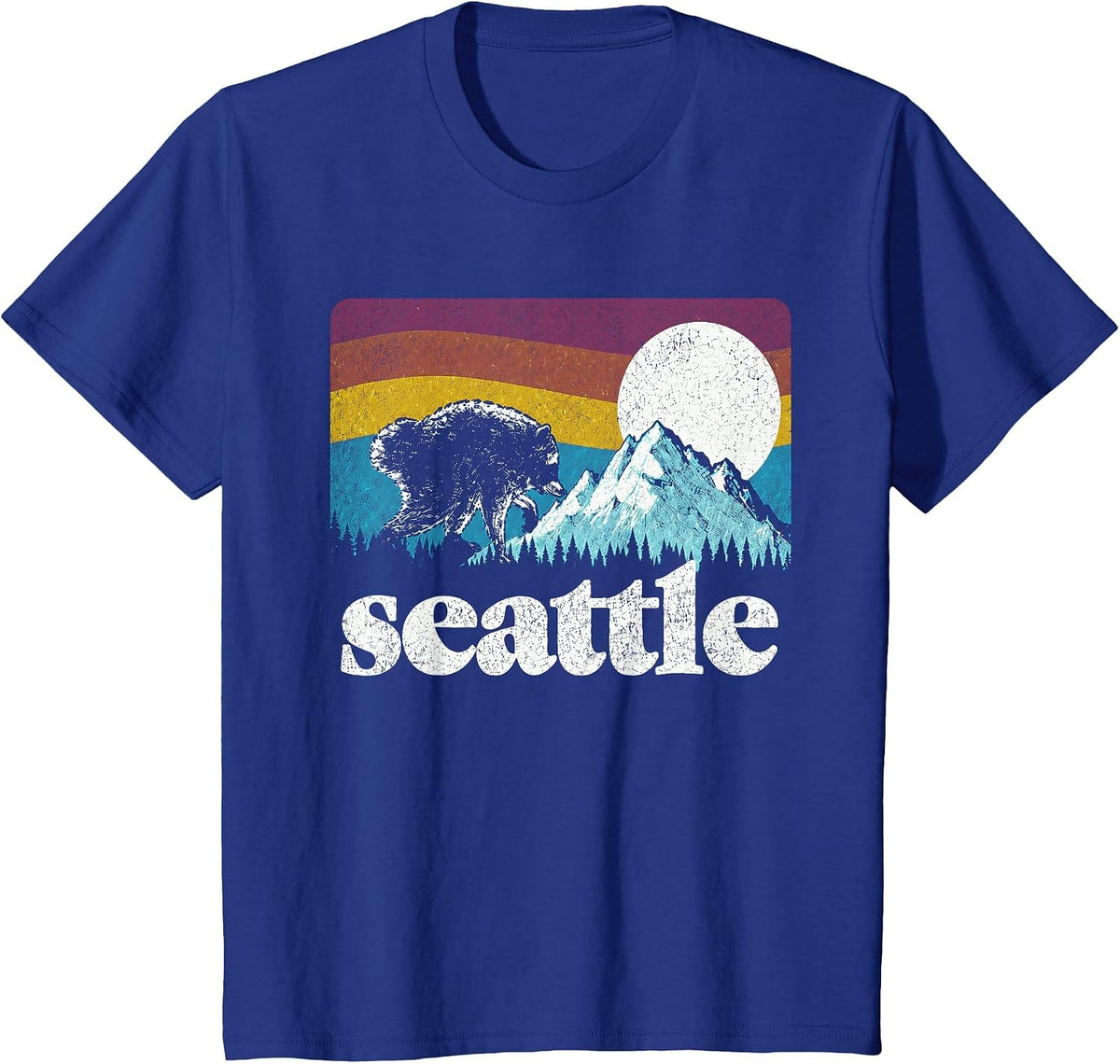 Jimothy Viral Raccoon Seattle Washington Mountains Retro T-Shirt - Royal Blue