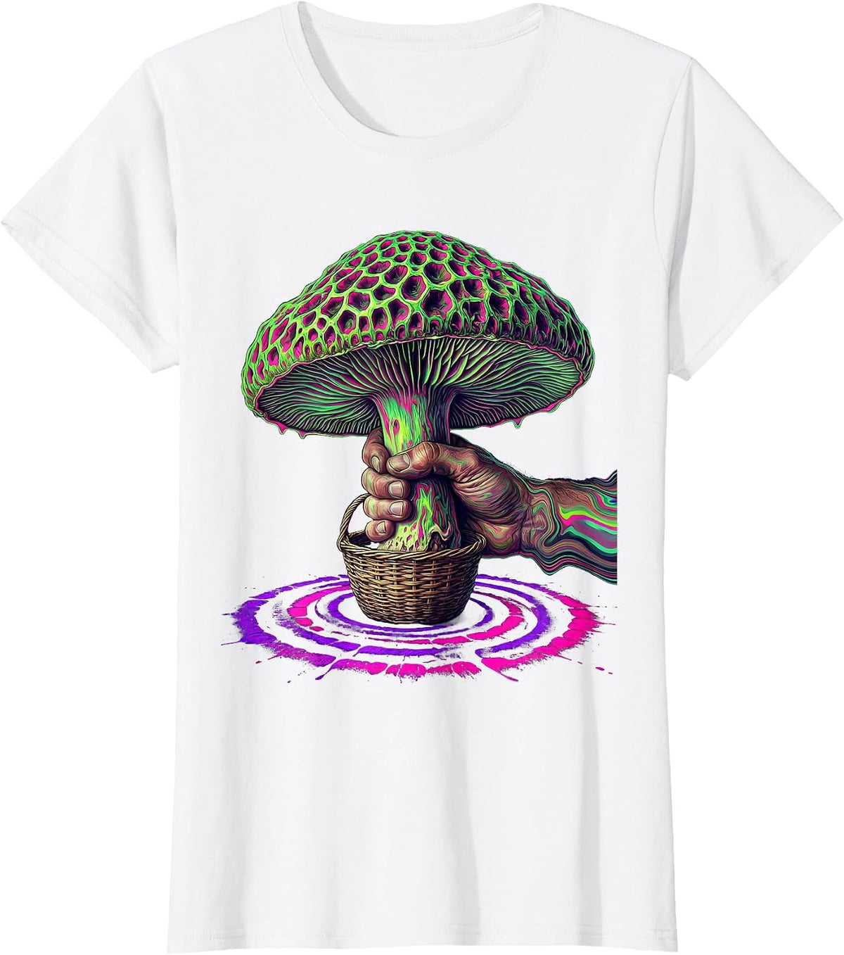 Women's Oversized Morel Psychedelic Mushroom Forager Gift T-Shirt - White
