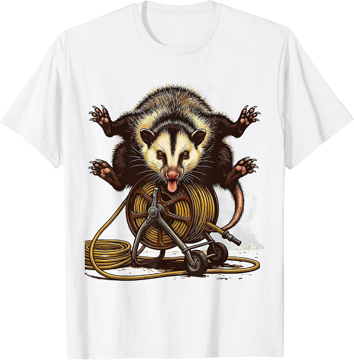 Men's Opossum Sprawled Belly-Up Deadpan Humor Meme Gift T-Shirt - White