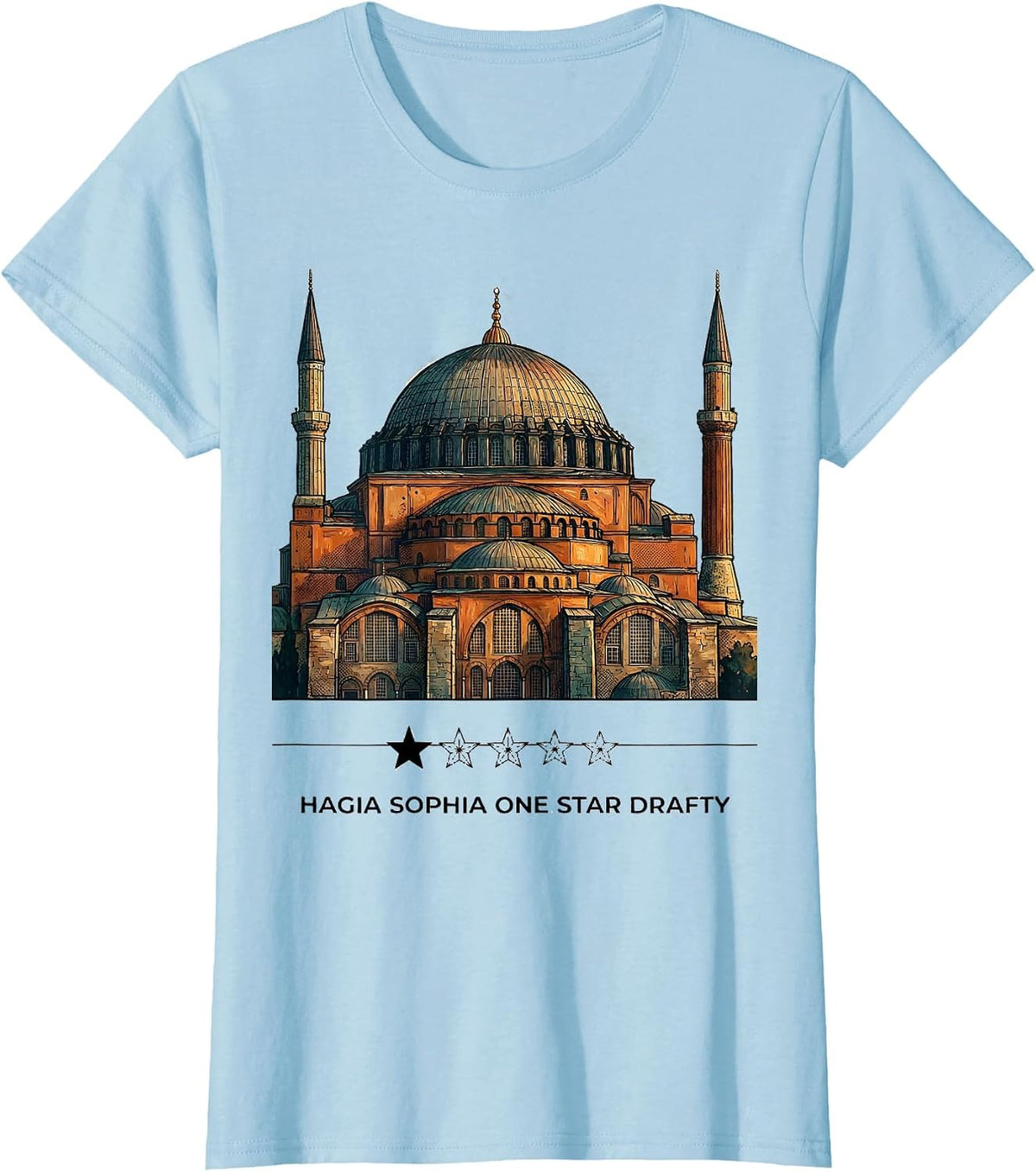 Hagia Sophia One Star Drafty Funny History Buff T-Shirt - Baby Blue