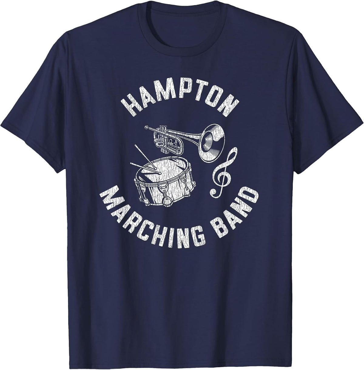 Hampton Marching Band Vintage Classic Music Distressed T-Shirt - Navy Blue