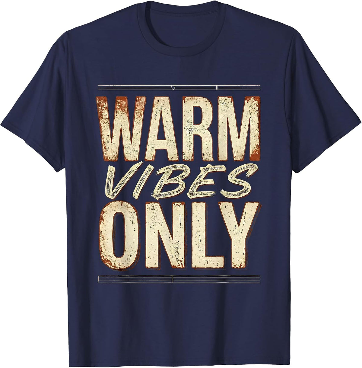 Warm Vibes Only Summer Fashion Aesthetic Design T-Shirt - Navy Blue