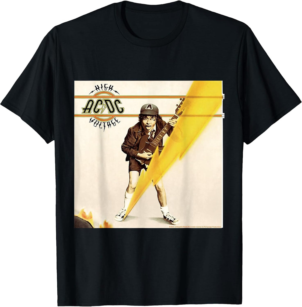 High Voltage AC/DC Music Band Iconic Image T-Shirt - Black