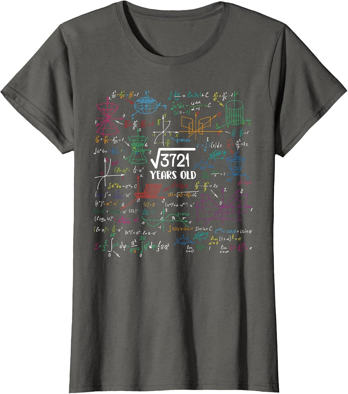 Square Root of 3721-61 Year Old Math Lovers 61th Birthday T-Shirt - Asphalt Grey