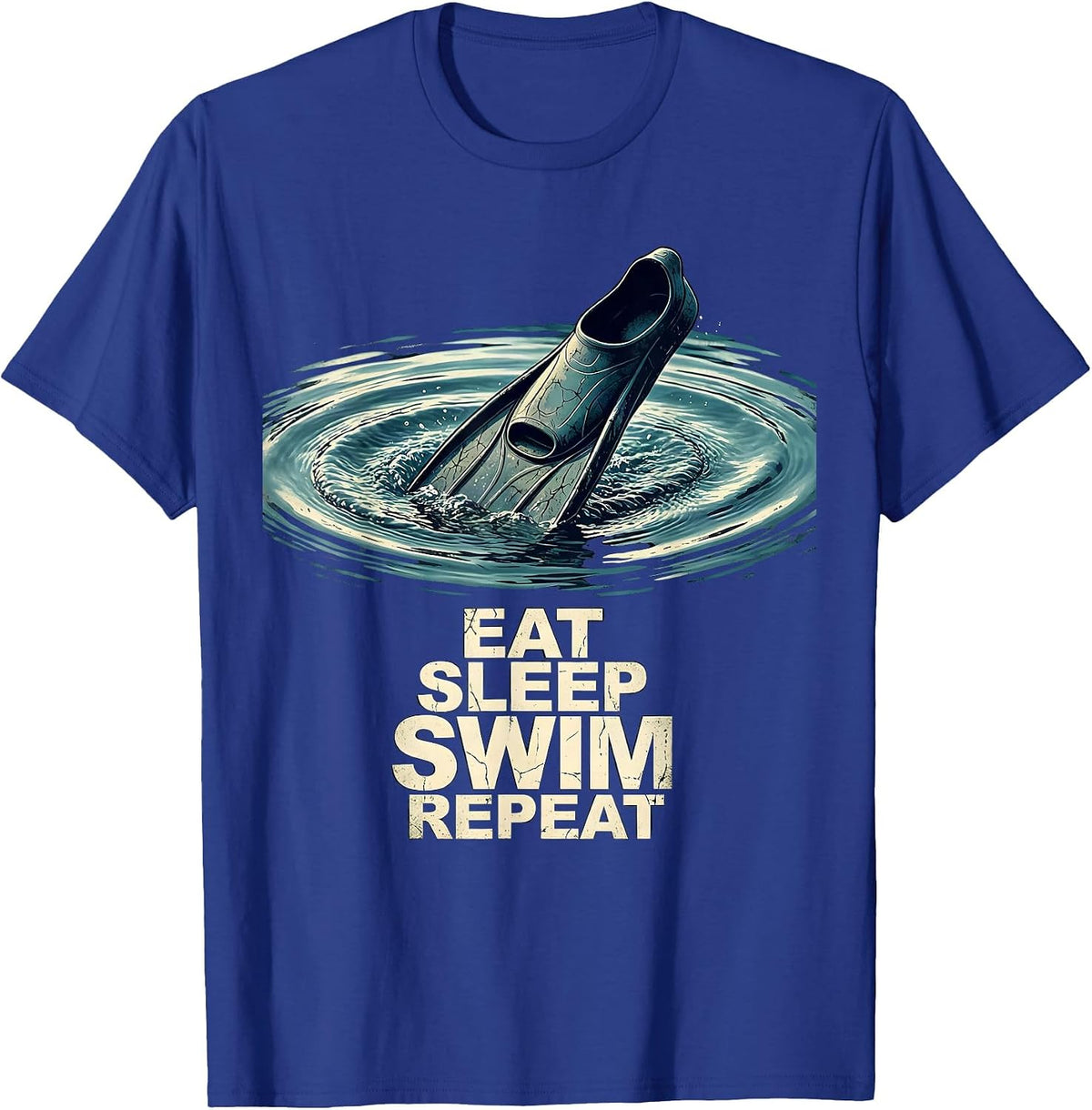 Eat Sleep Swim Repeat Distressed Funny Swimming Hobby Lover T-Shirt - Royal Blue
