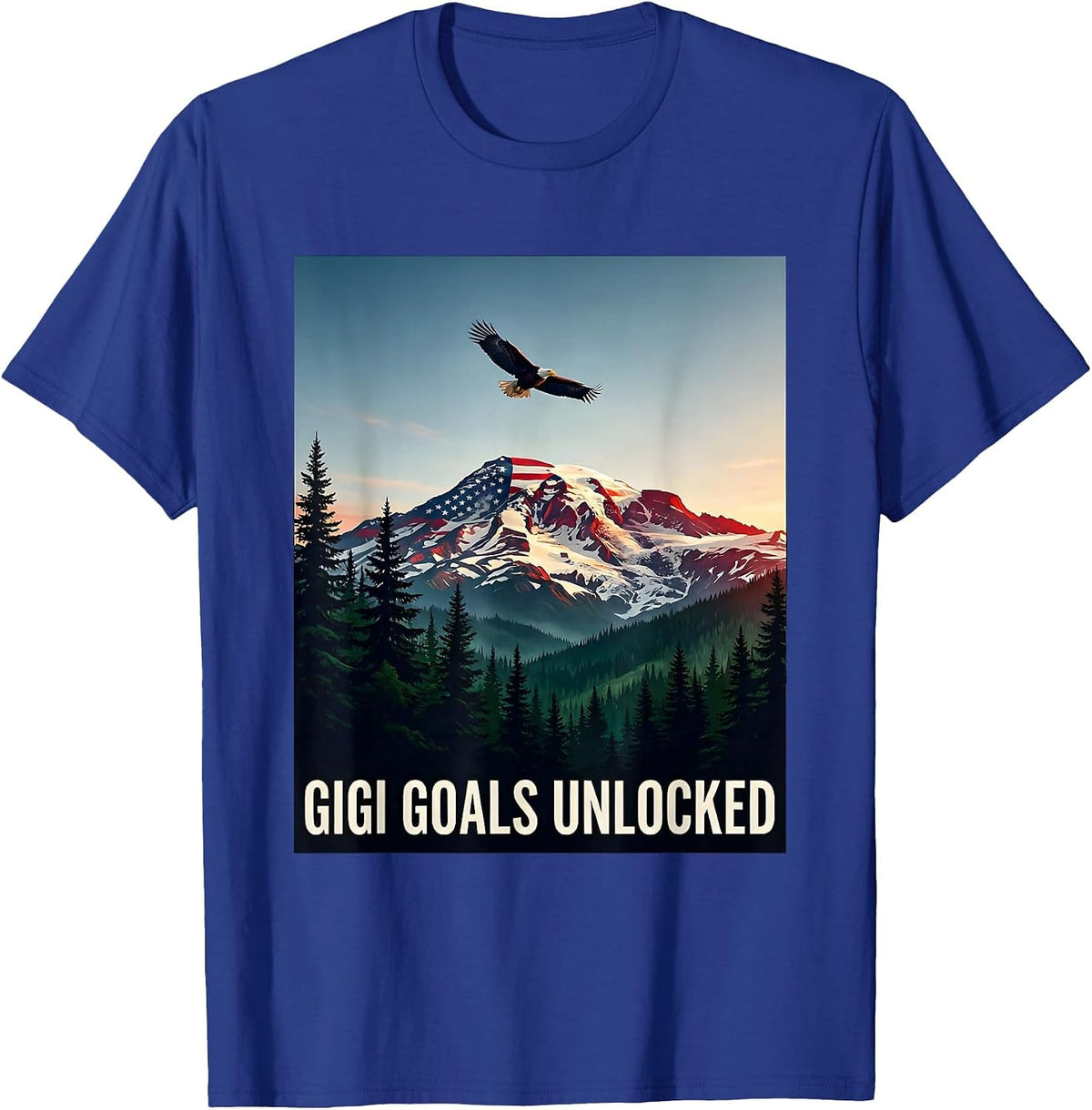 Men's Gigi Goals Unlocked Grandma Design T-Shirt - Royal Blue