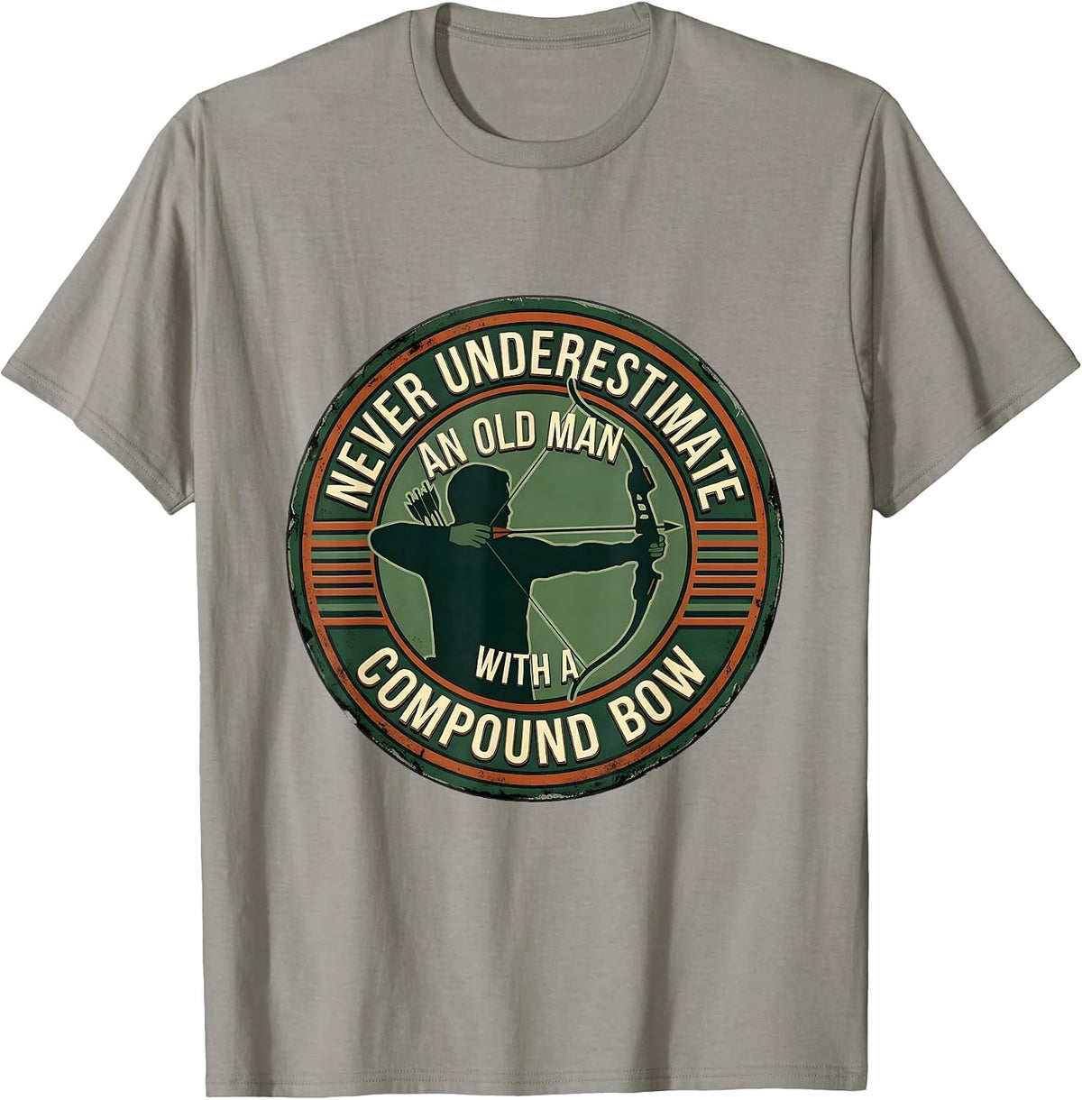 Men's Never Underestimate An Old Man With A Compound Bow Vintage T-Shirt - Slate Grey