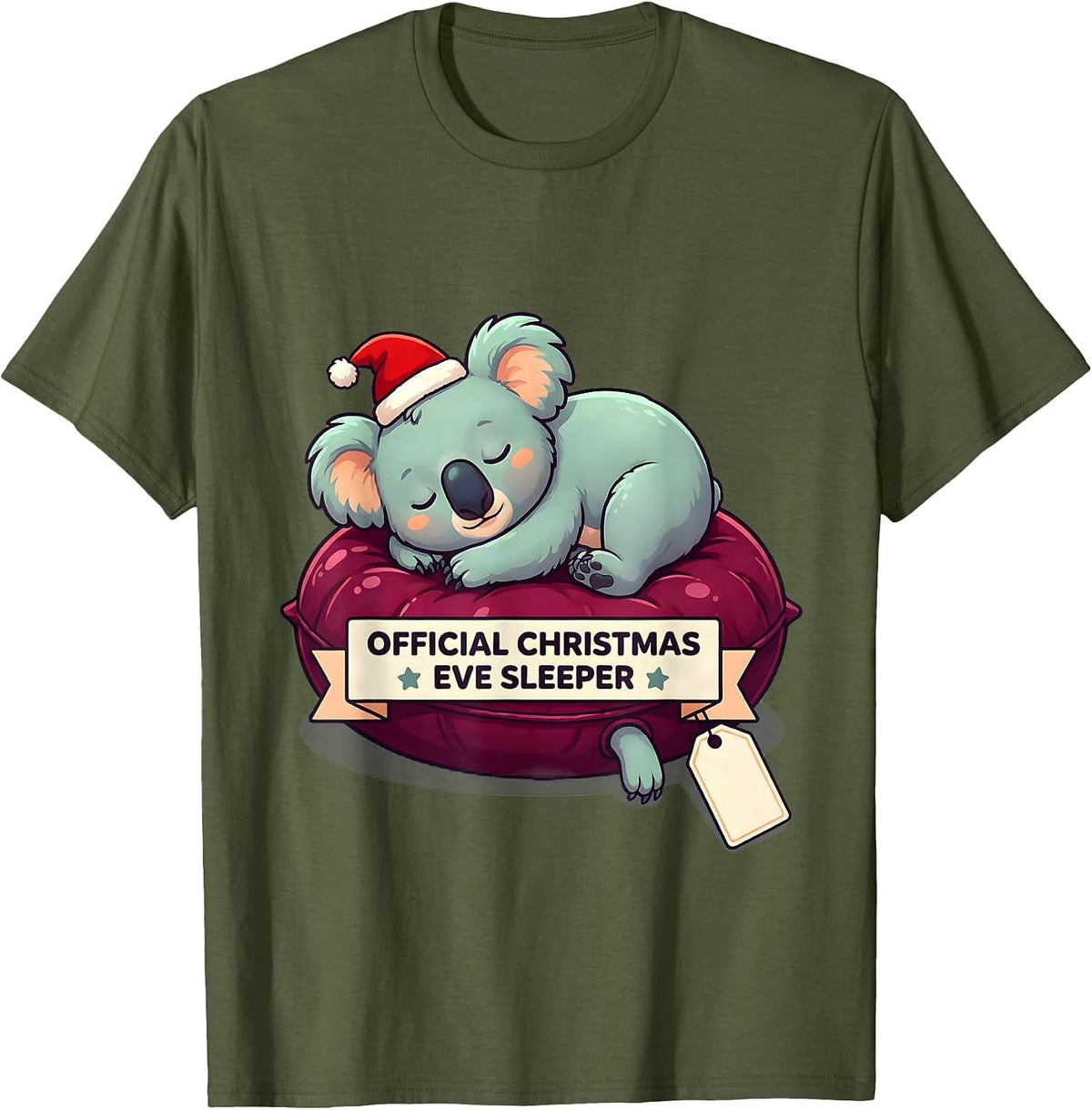Official Christmas Eve Sleeper Cute Koala Lover Funny T-Shirt - Olive Green