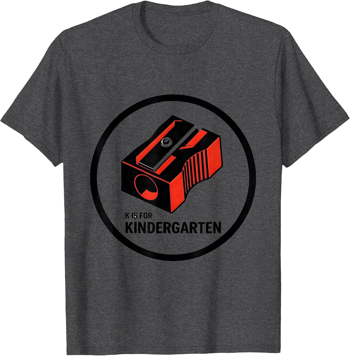 Men's K Is For Kindergarten Swiss International Teacher Back T-Shirt - Dark Heather Grey