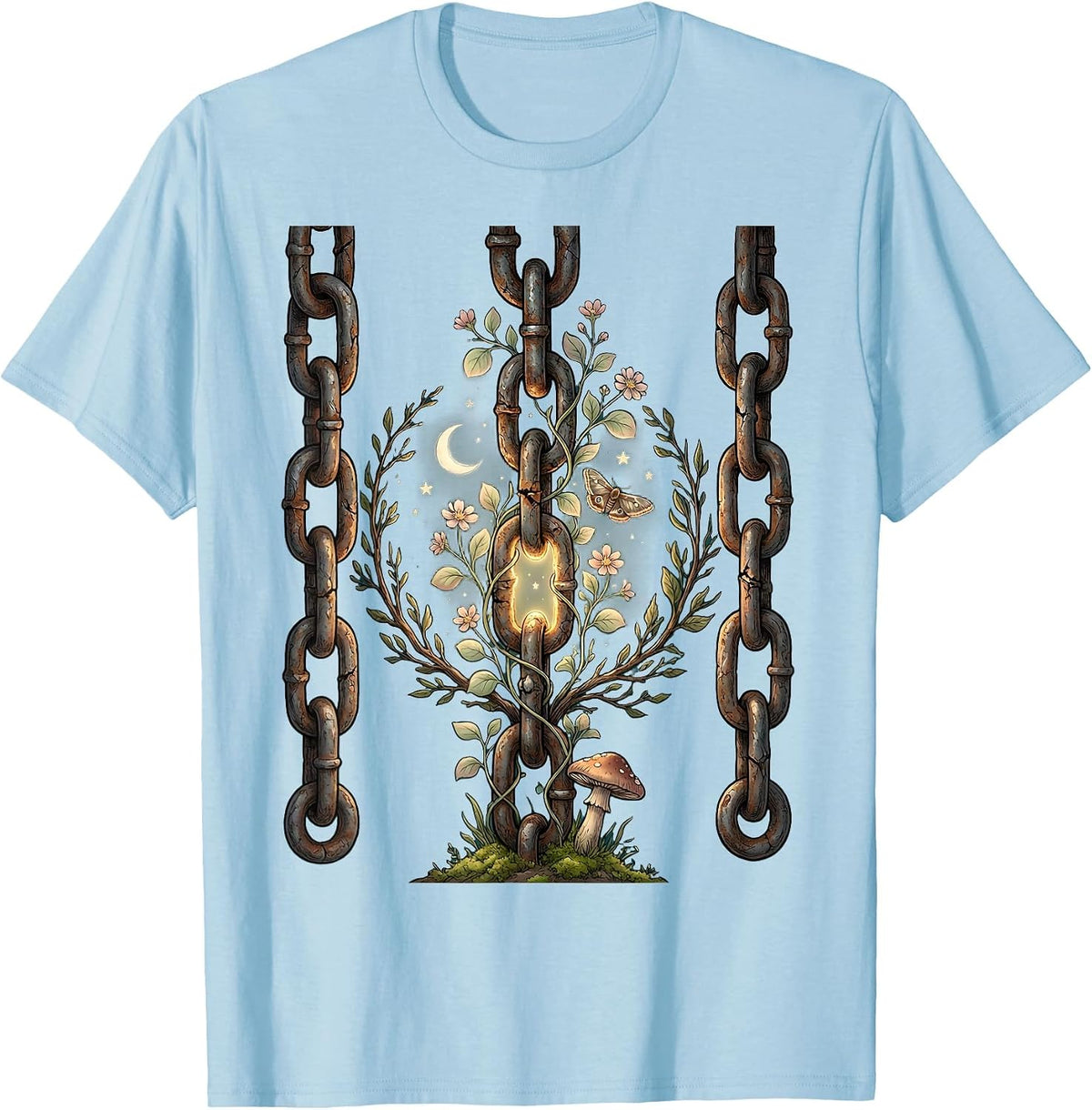 Men's Broken Chain Repaired Suicide Prevention Awareness T-Shirt - Baby Blue