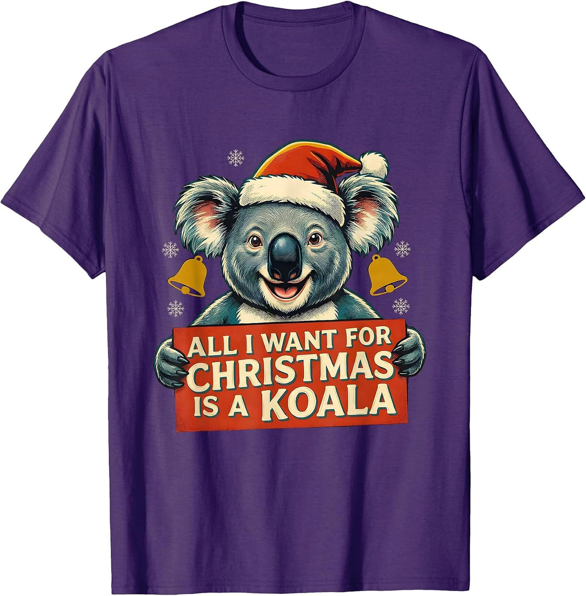 All I Want For Christmas Is A Koala Retro Holiday Party Gift T-Shirt - Purple