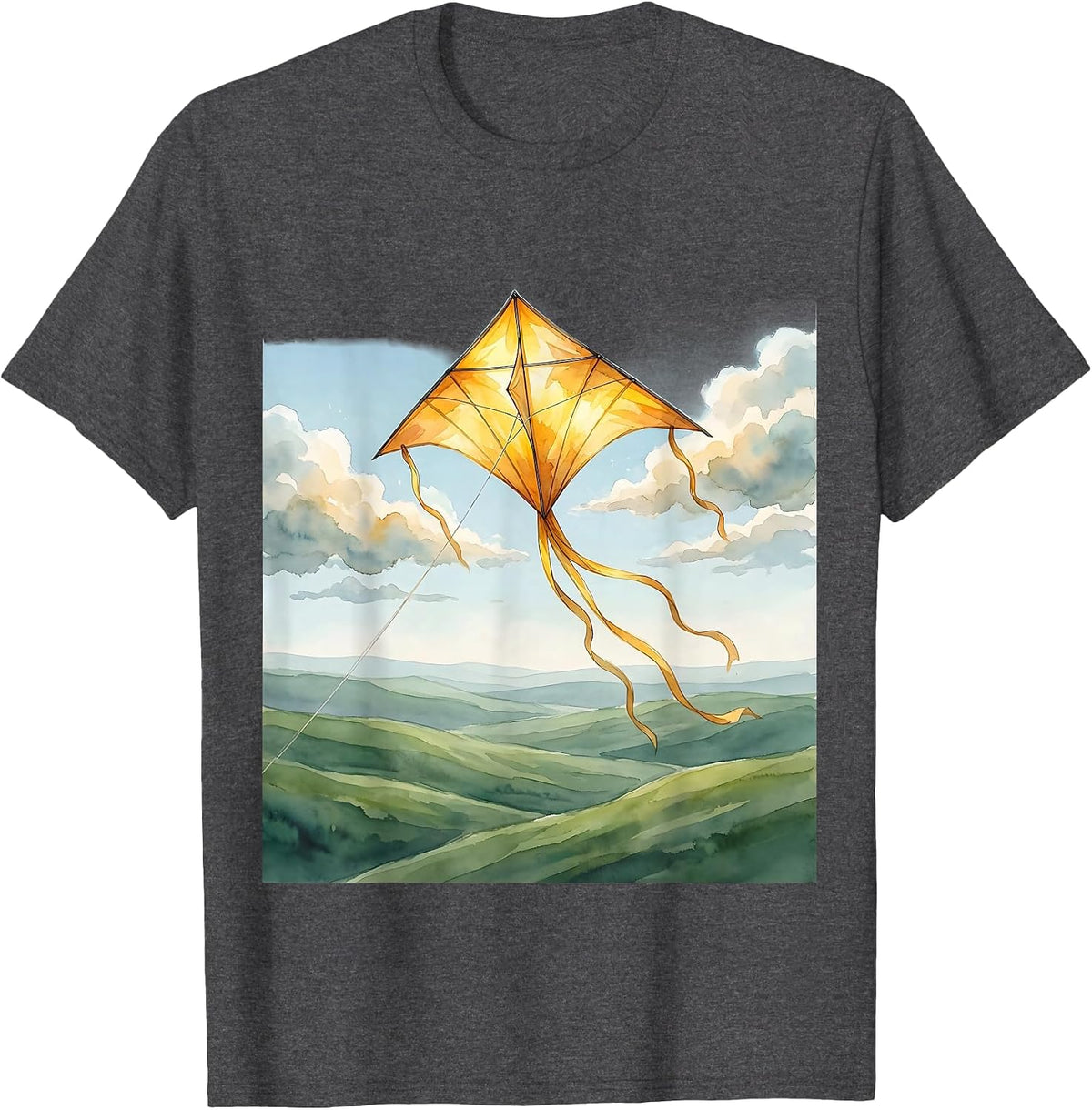 Special Education Kite Soaring Over Green Hills T-Shirt - Dark Heather Grey