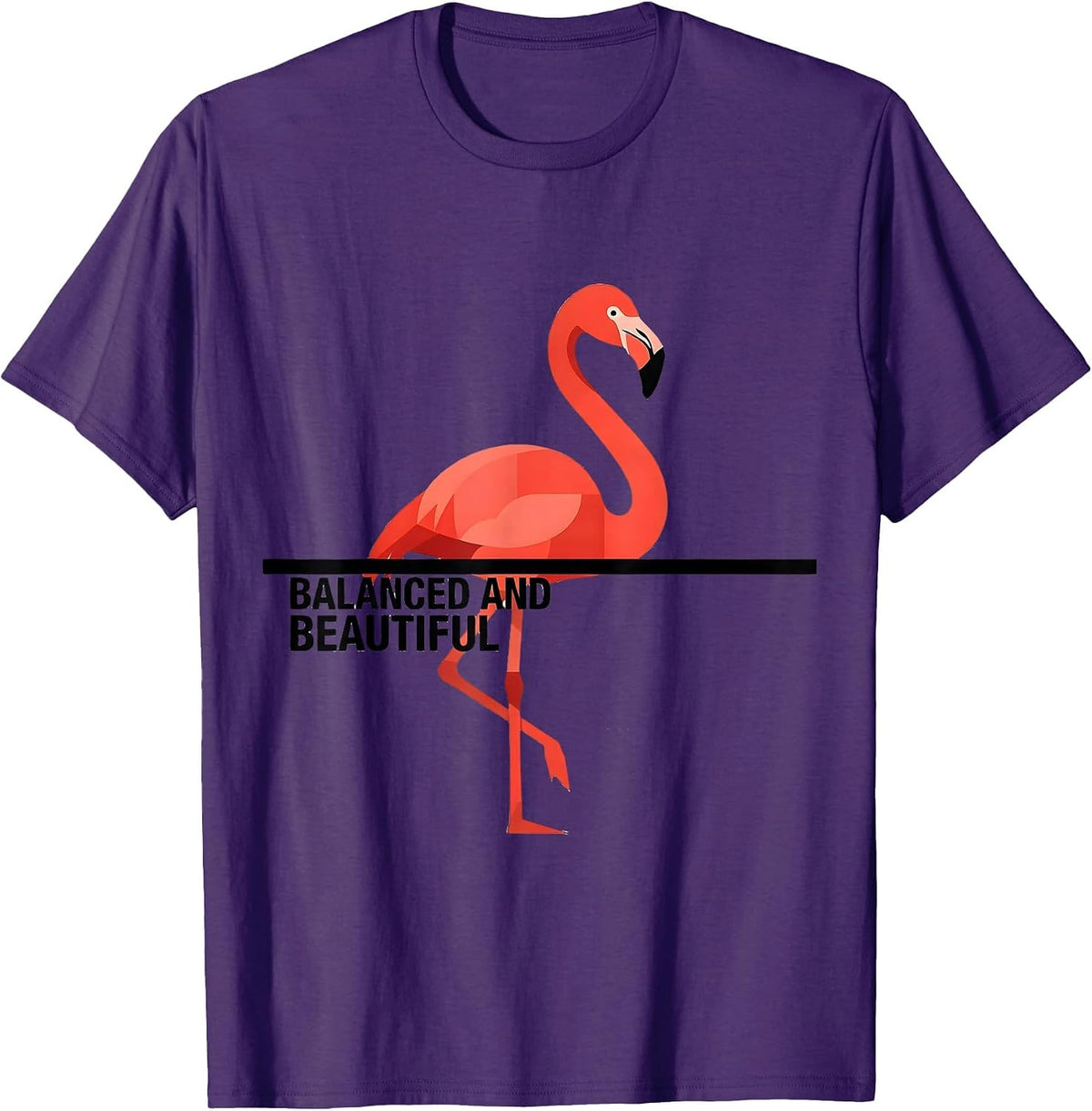 Balanced and Beautiful Flamingo Design T-Shirt - Purple