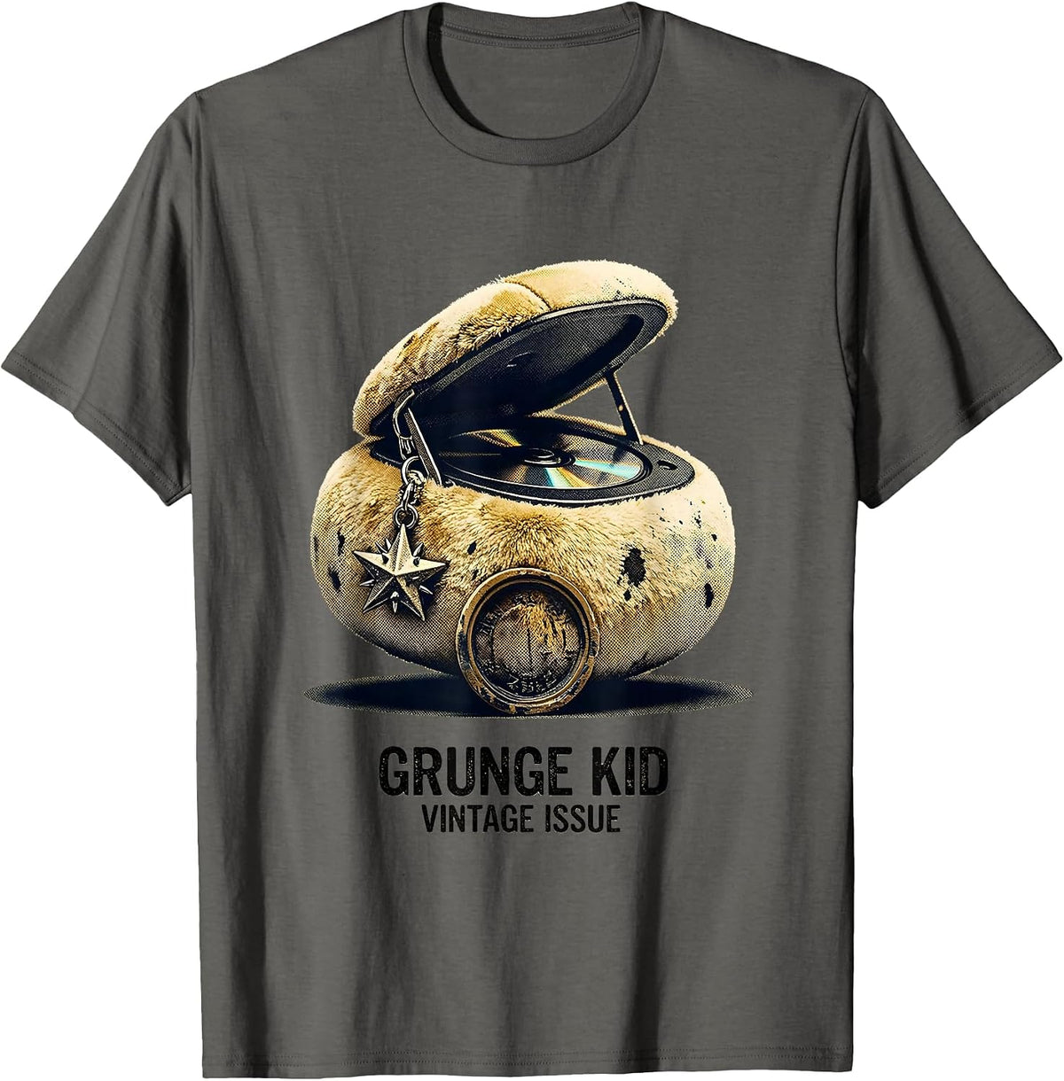 Grunge Kid Vintage Issue Alt Y2K Grunge Aesthetic T-Shirt - Asphalt Grey