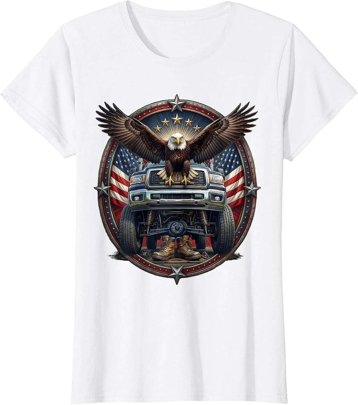 Labor Day Mechanic Under Truck Graphic T-Shirt - White