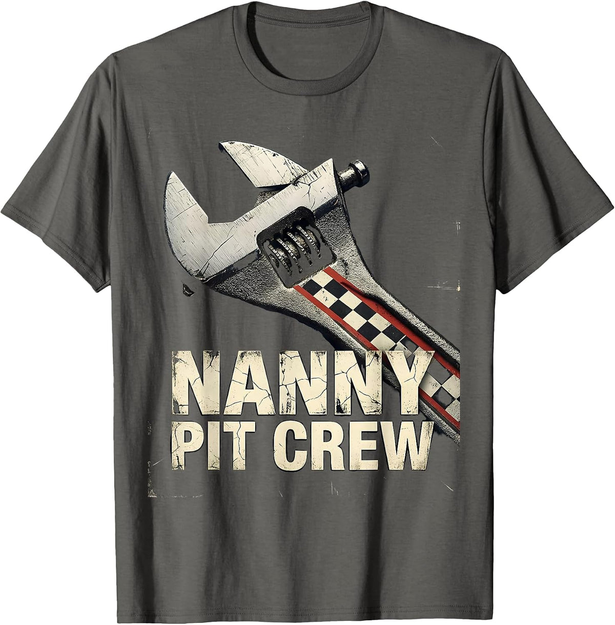 Men's Nanny Pit Crew Distressed Race Car Birthday Family Matching T-Shirt - Asphalt Grey