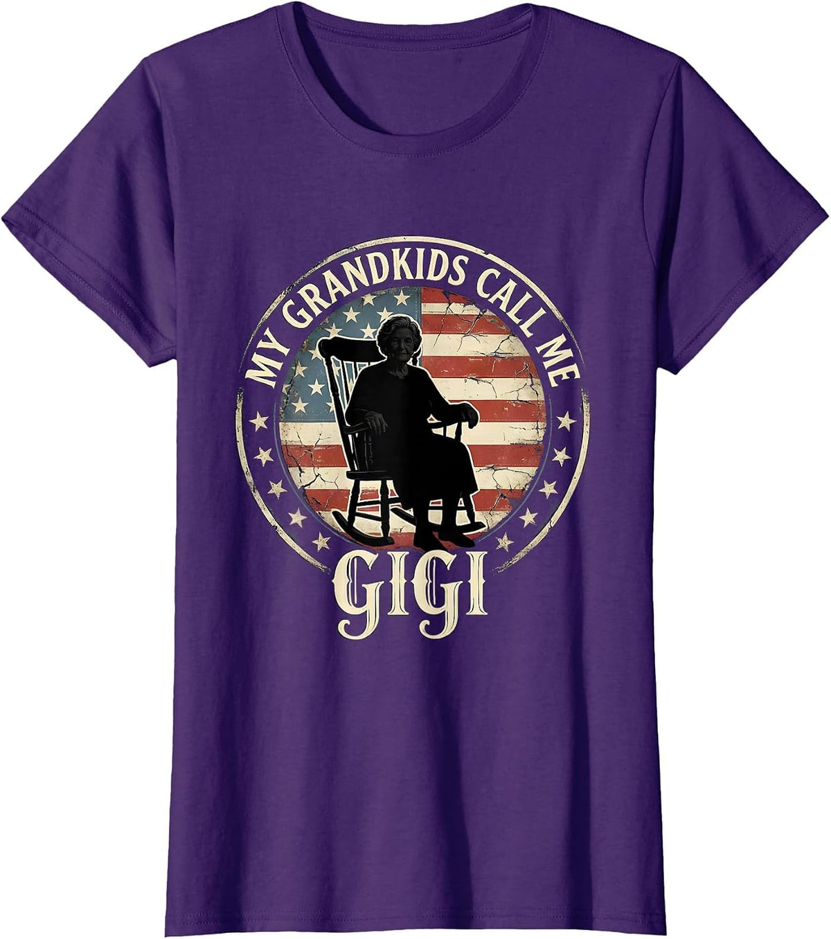Women's My Grandkids Call Me Gigi Grandmother Design T-Shirt - Purple