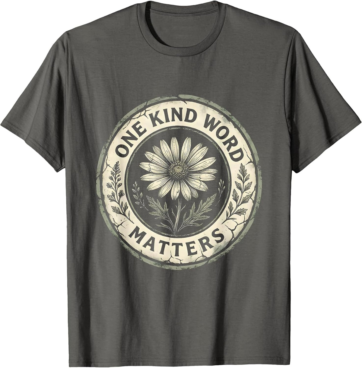 Men's One Kind Word Matters Be Kind Kindness Design T-Shirt - Asphalt Grey