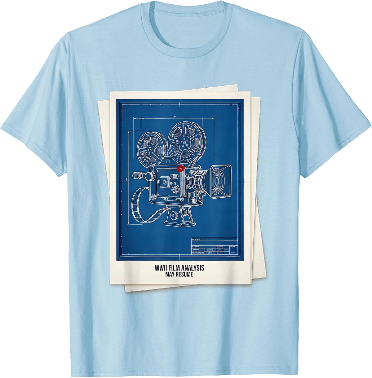 Men's WWII Film Analysis May Resume Retro WW2 History Buff Teacher T-Shirt - Baby Blue