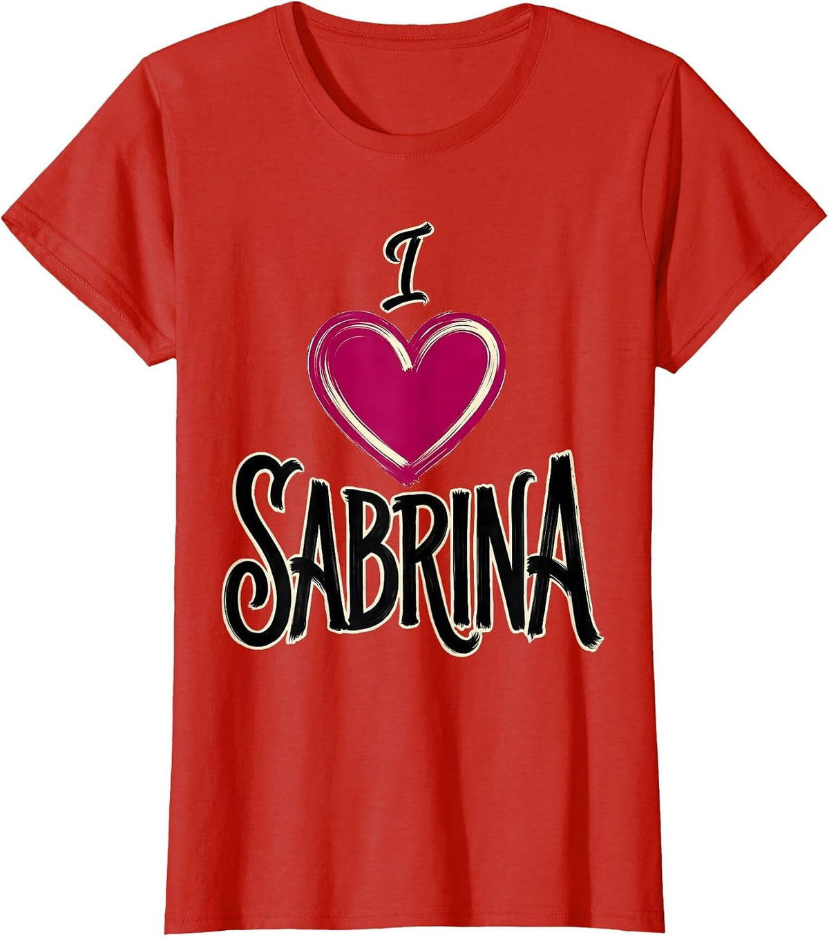 Women's I Heart Sabrina Sign Painter Heart Name Pride Retro Gift T-Shirt - Red
