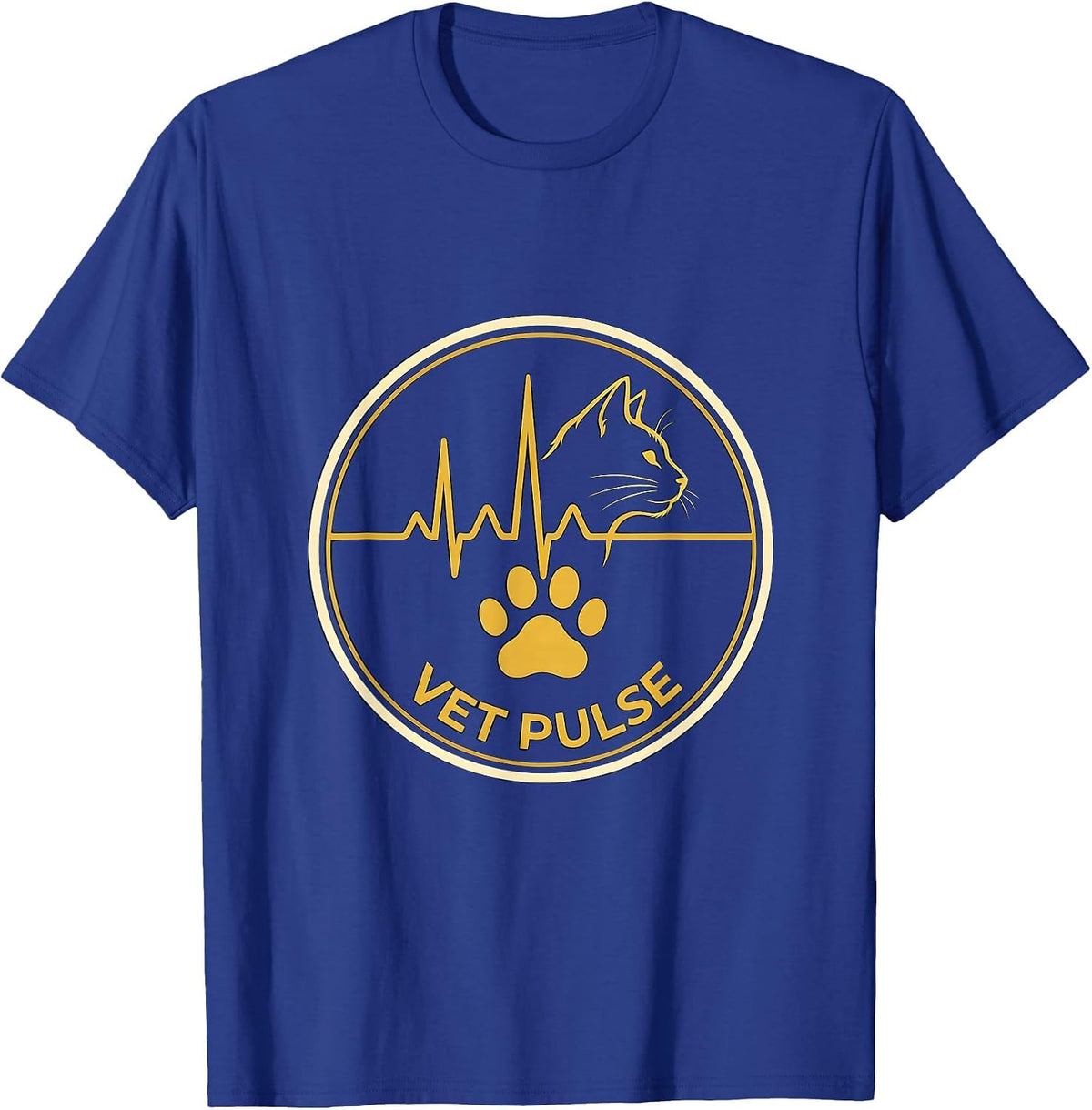 Vet Pulse Emblem Veterinarian Vet Tech Animal Care T-Shirt - Royal Blue