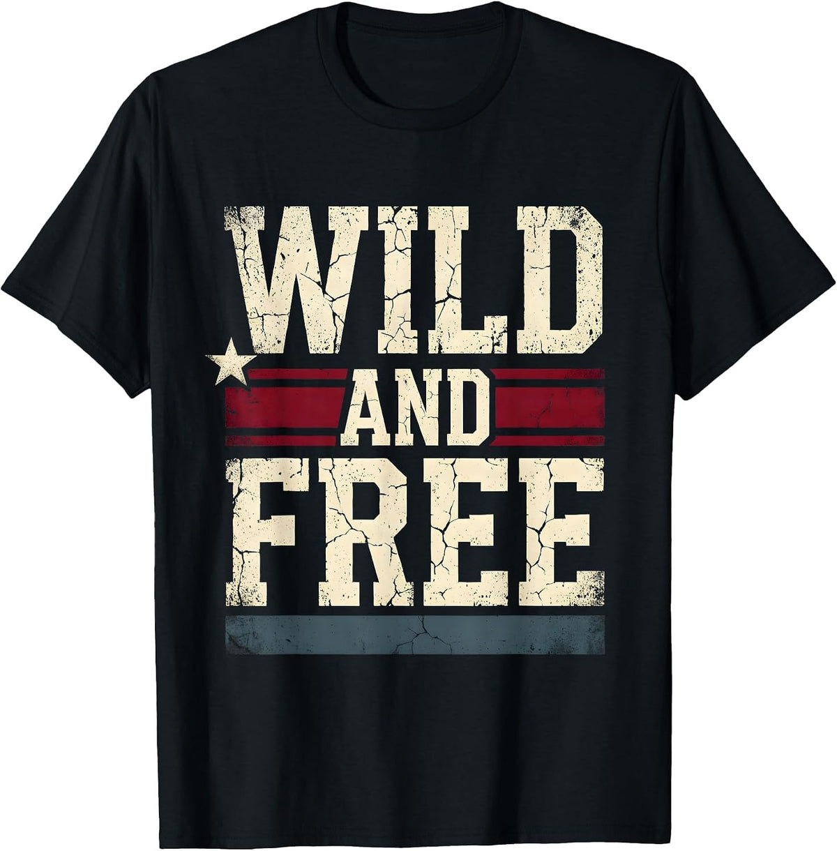 Men's Wild and Free Camping Nature Outdoor Design T-Shirt - Black