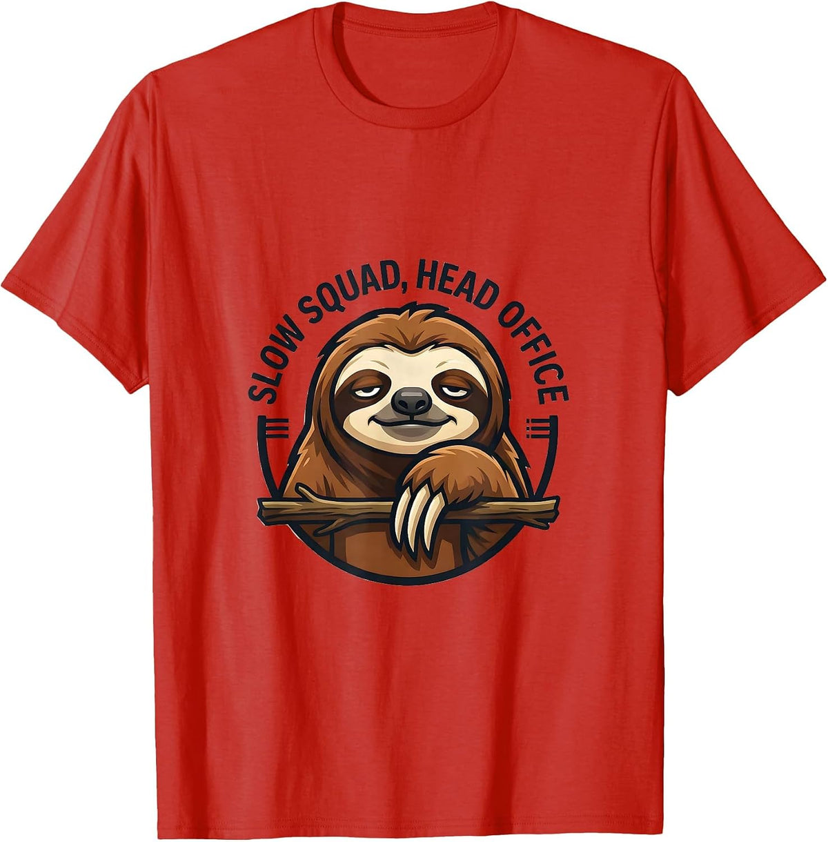 Men's Slow Squad Head Office Funny Sloth Lover Gift T-Shirt - Red