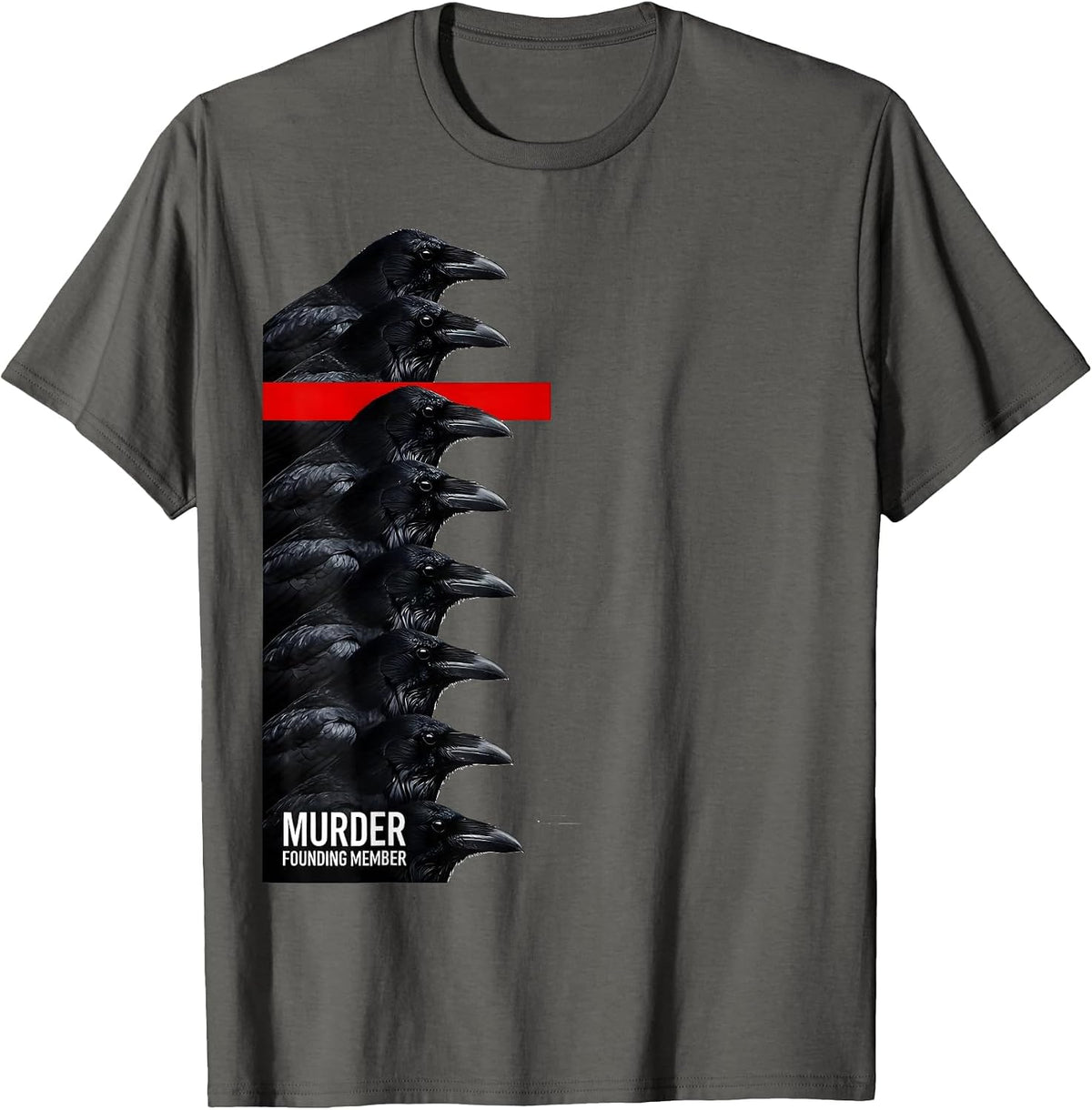 Men's Murder, Founding Member Funny Crow Meme Humor Dark Joke T-Shirt - Asphalt Grey