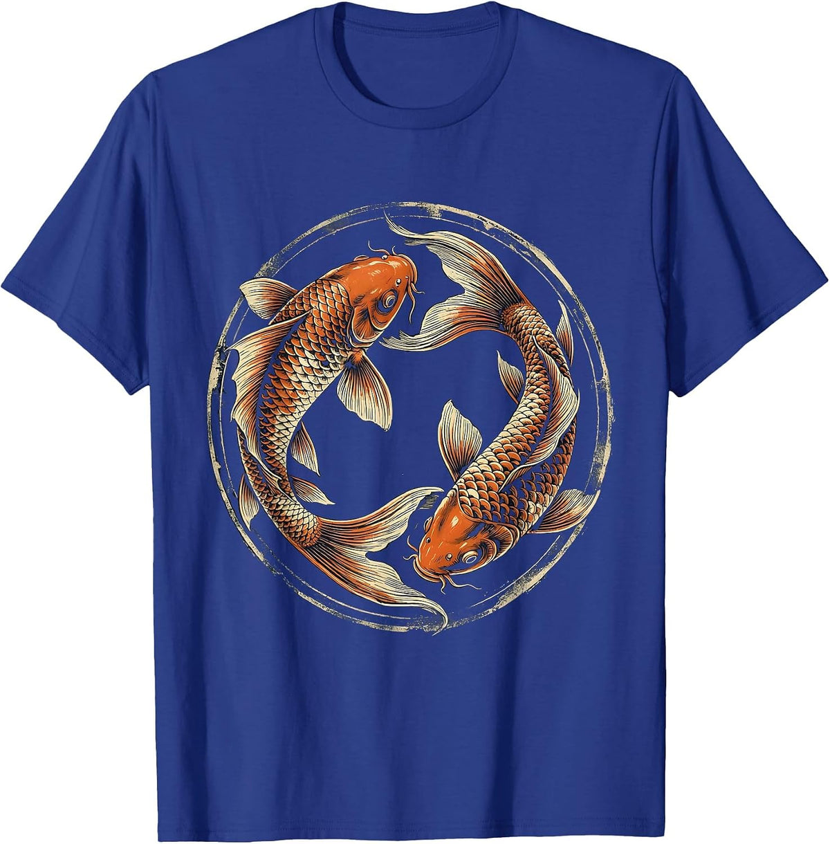 Koi Fish Yin Yang Balance Harmony Design T-Shirt - Royal Blue