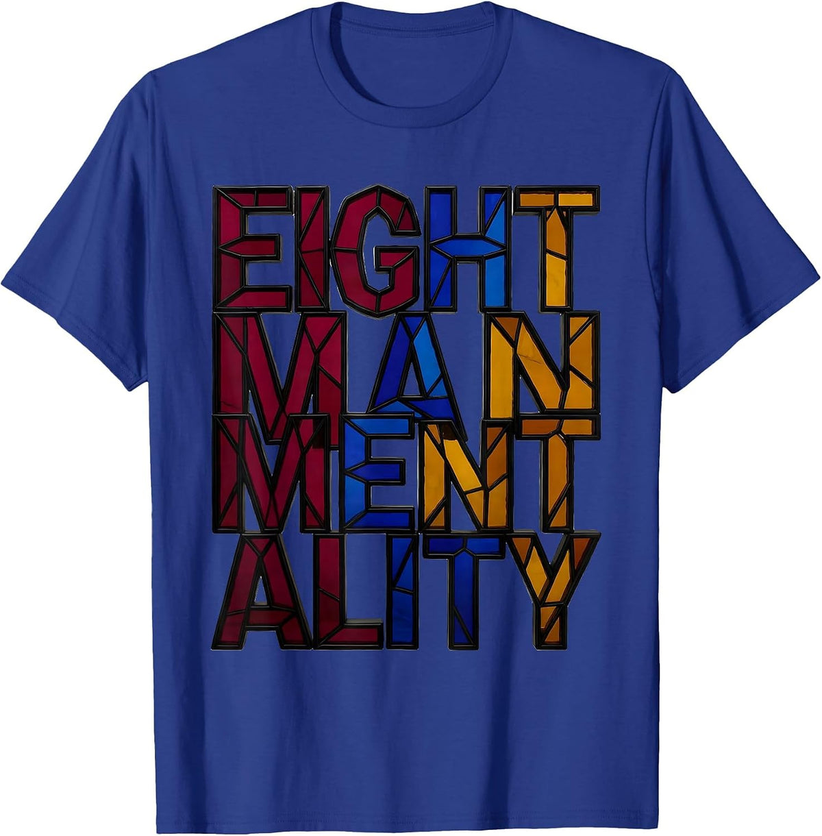 Eight Man Mentality Rugby Graphic Design T-Shirt - Royal Blue