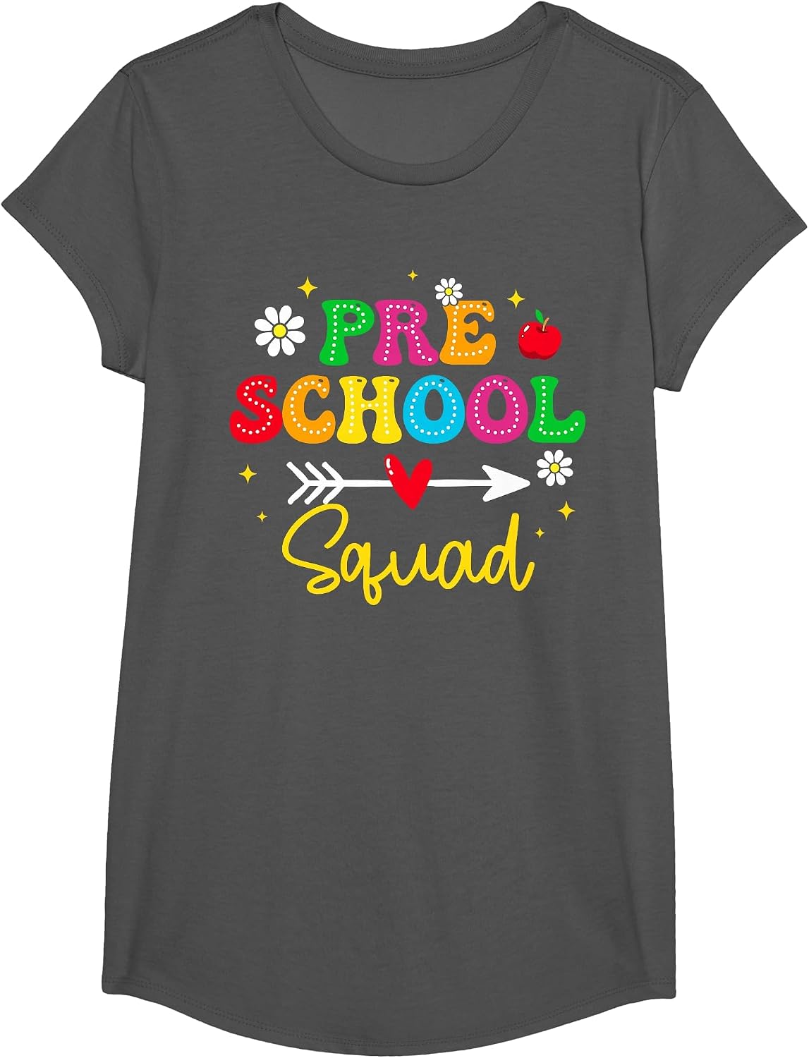 Preschool Squad Student Teacher Back to School Preschool T-Shirt - Girls Asphalt Grey