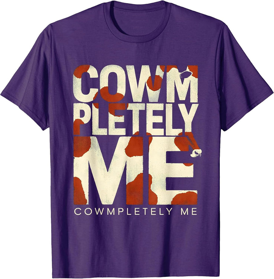 Men's Cowmpletely Me Funny Cow Farm Animal Lover Farmer Humor T-Shirt - Purple