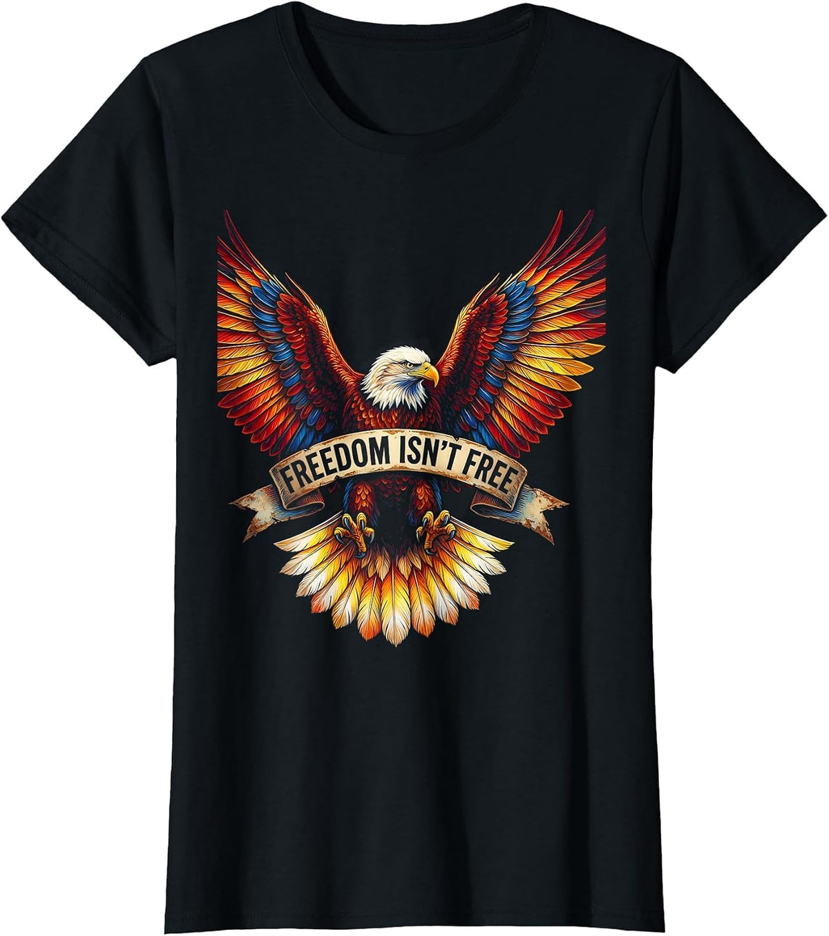 Freedom Isn't Free Memorial Day Patriotic Design T-Shirt - Black