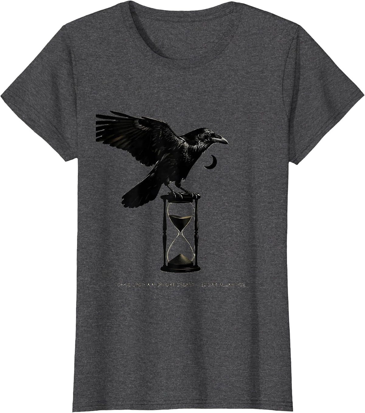 Women's Once Upon A Midnight Dreary — Edgar Allan Poe Gothic T-Shirt - Dark Heather Grey