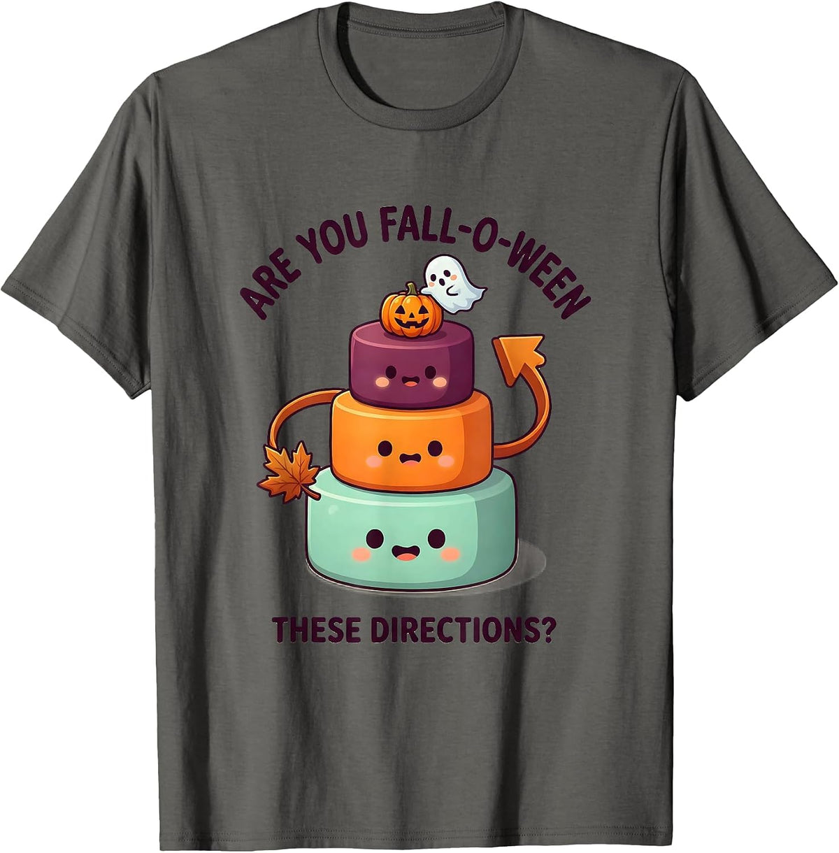Are You Fall-O-Ween These Directions Cute Kawaii Teacher T-Shirt - Asphalt Grey