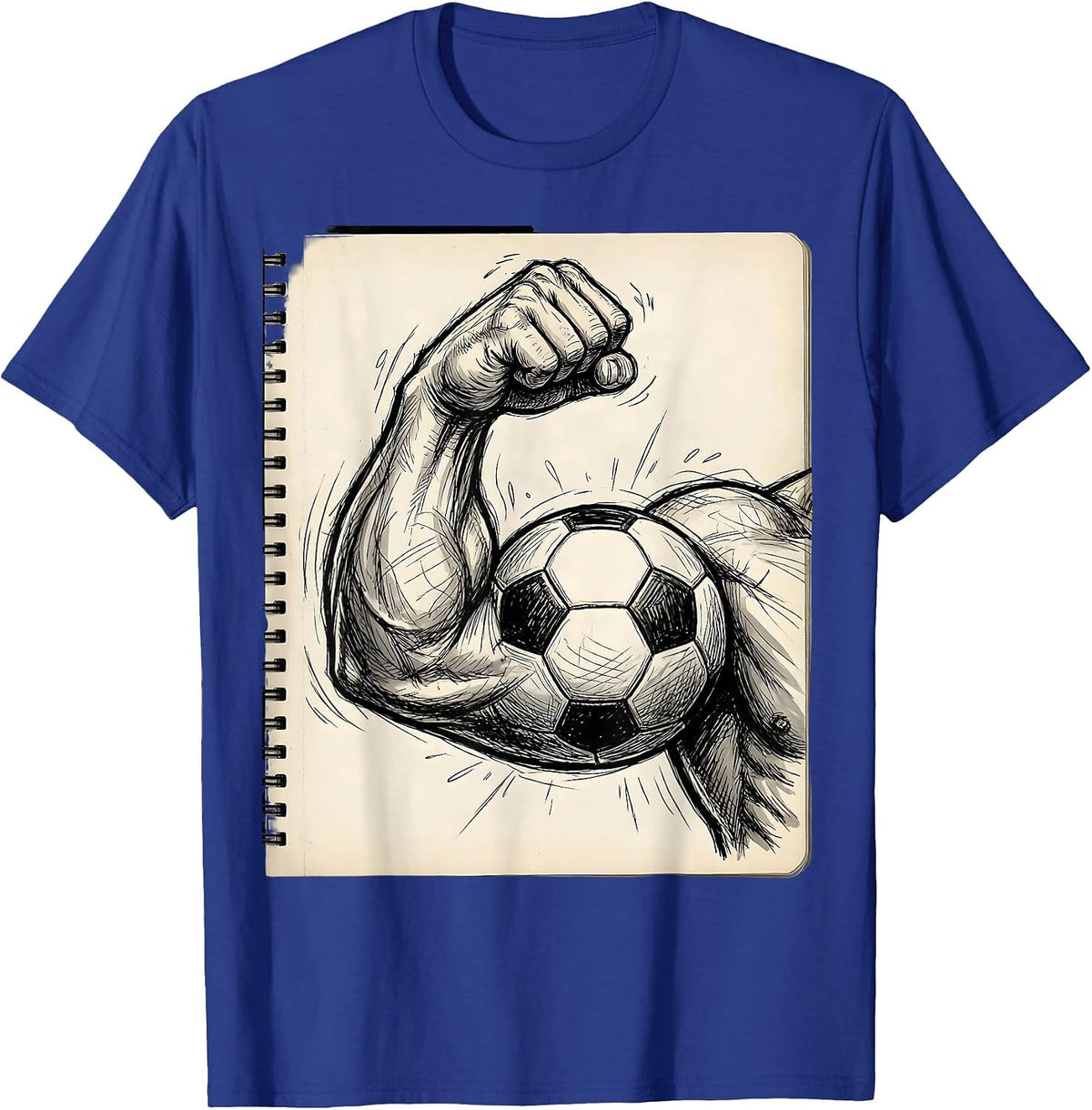 Men's Soccer Dad Flexing Bicep With Soccer Ball Graphic T-Shirt - Royal Blue