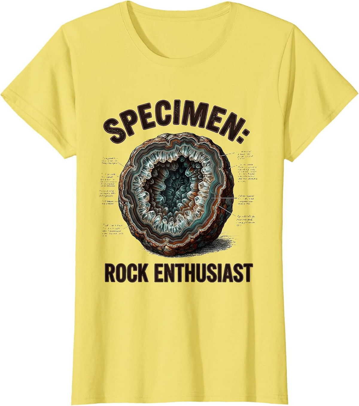 Specimen: Rock Enthusiast Botanical Geode Design T-Shirt - Lemon Yellow