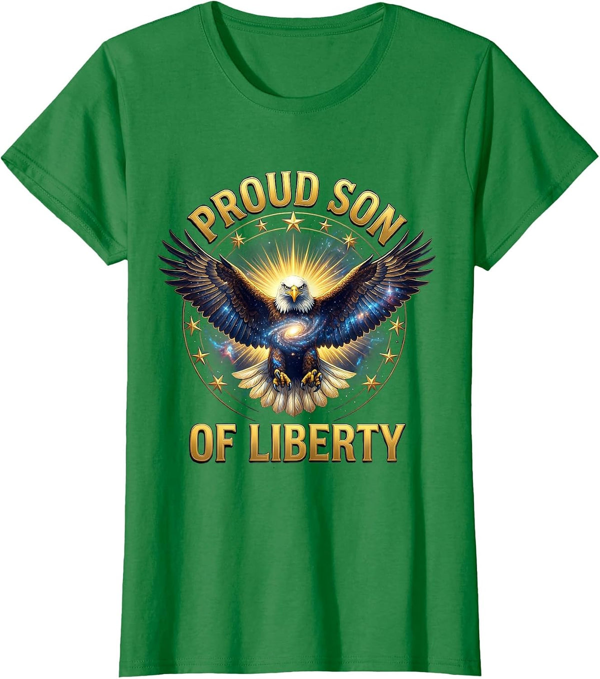 Proud Son of Liberty Patriotic Design T-Shirt - Kelly Green