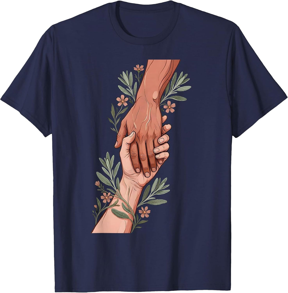 Men's Social Worker Helping Hand Graphic Design T-Shirt - Navy Blue