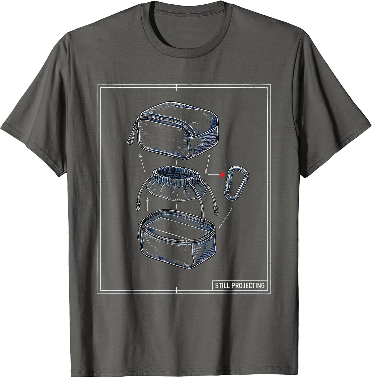 Still Projecting Blueprint Rock Climbing Bouldering Humor T-Shirt - Asphalt Grey