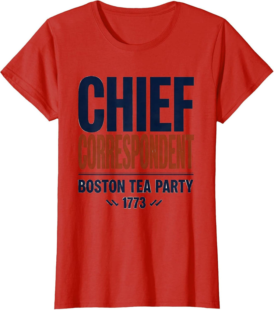 Women's Chief Correspondent, Boston Tea Party 1773 History Teacher T-Shirt - Red