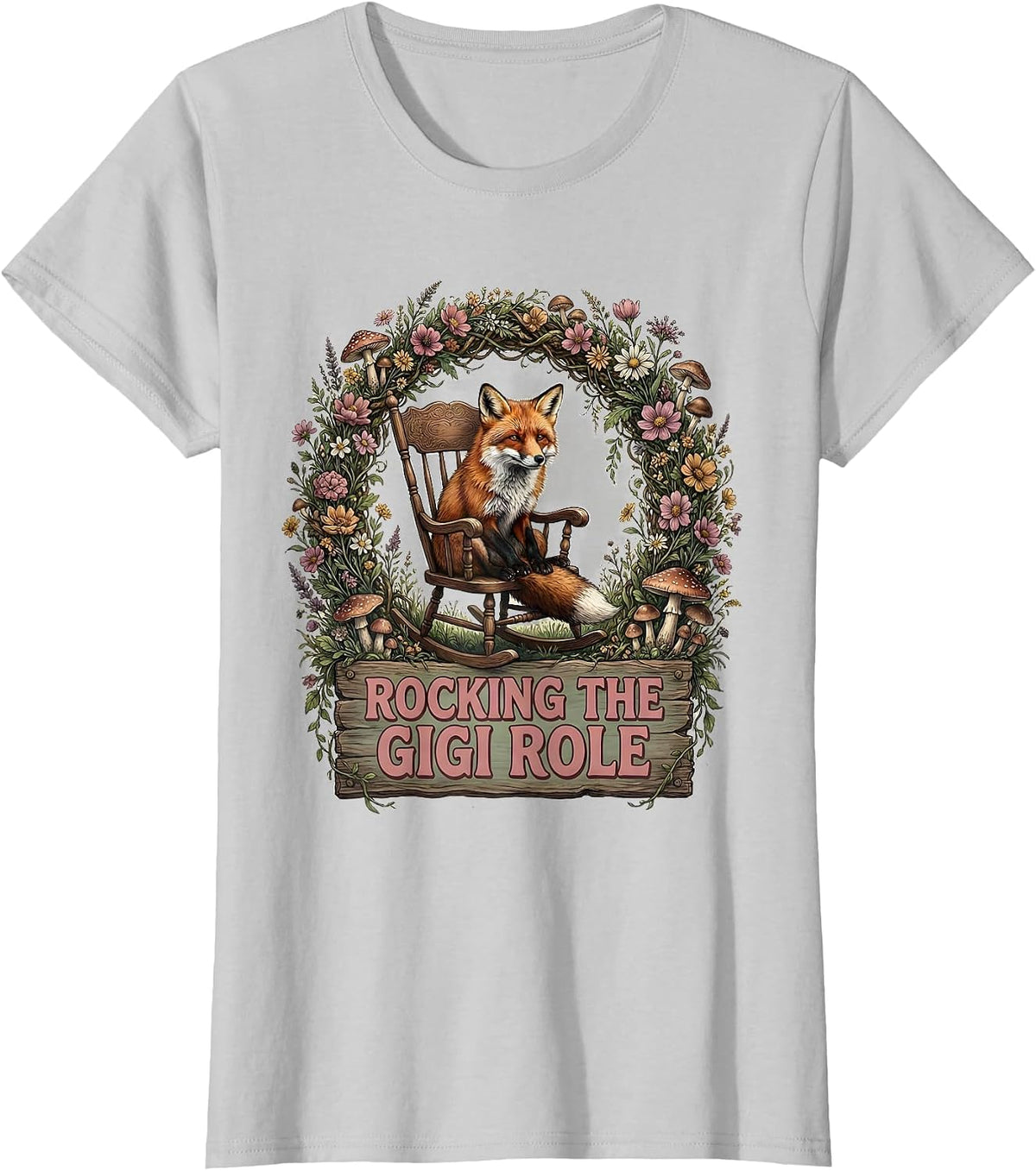 Rocking the Gigi Role Grandma Design T-Shirt - Silver Grey