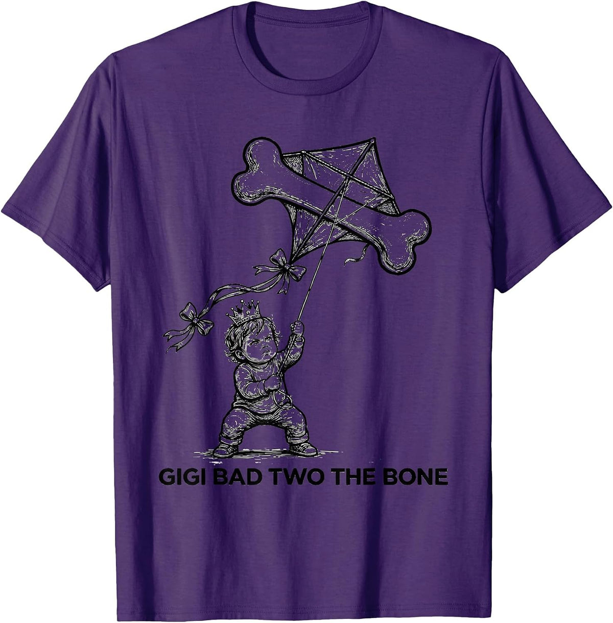 Gigi Bad Two The Bone Funny 2nd Birthday For Parents T-Shirt - Purple