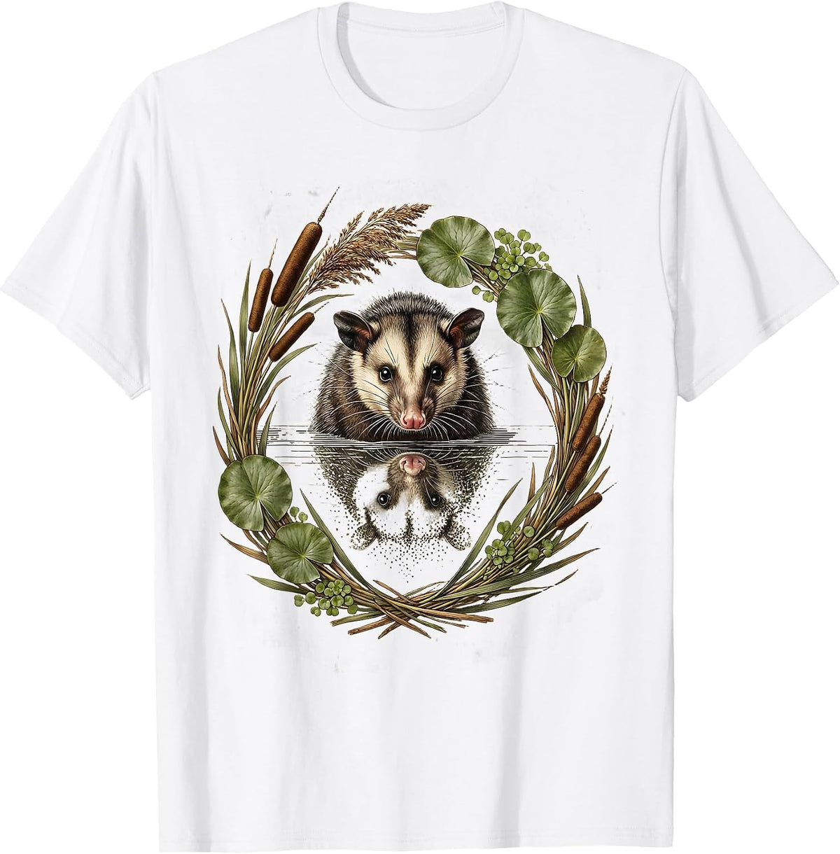 Men's Opossum Swimming Through Murky Swamp Waters T-Shirt - White