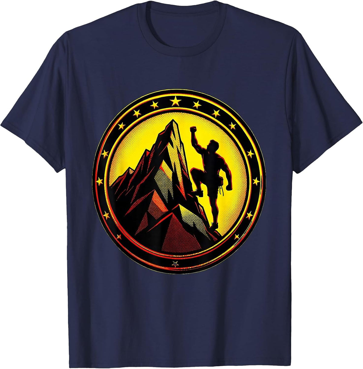 Mountain Peak Silhouette Climbing Adventure Graphic T-Shirt - Navy Blue