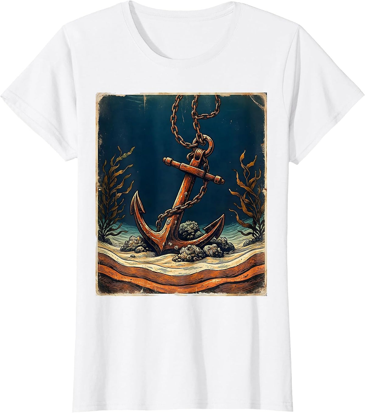 Anchor Dropped to the Ocean Floor Graphic T-Shirt - White