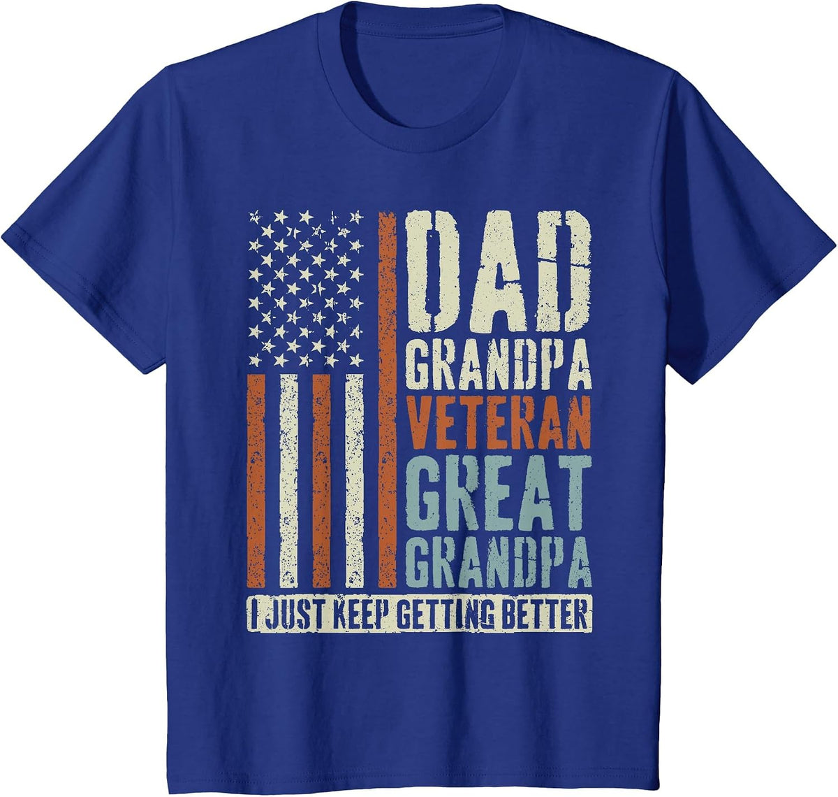 Dad Grandpa Veteran Great Grandpa T-Shirt - Royal Blue