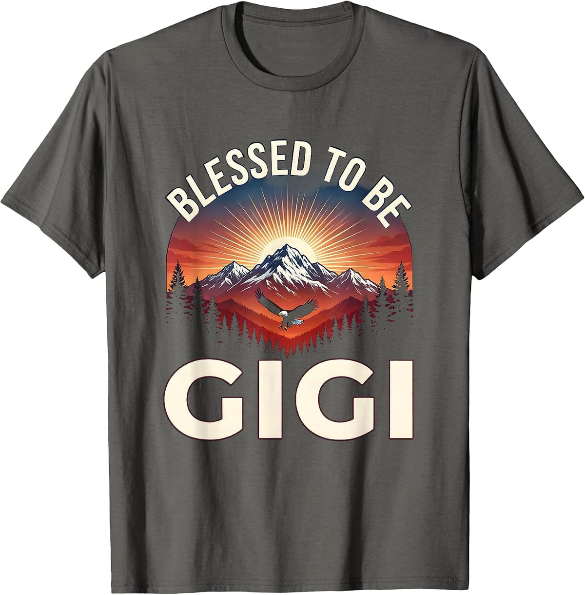 Blessed to be Gigi Grandmother Design T-Shirt - Asphalt Grey